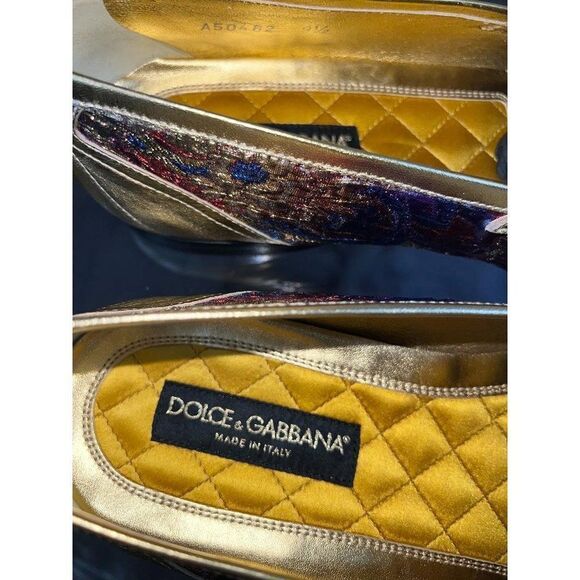 DOLCE & GABBANA Multicolor Jacquard Gold-Tone DG Logo Slip-On Loafers Si… - Picture 9 of 16